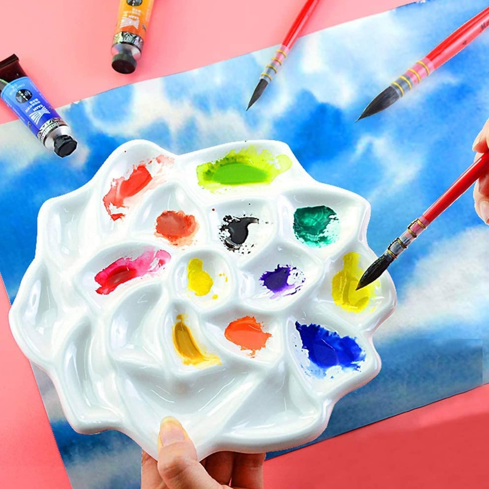 Paleta Artysty Porcelany, Mieszana Paleta Akwareli Typu Różanego, Odpowiednia Do Akwareli, Gwaszu, Malarstwa Olejnego Itp.