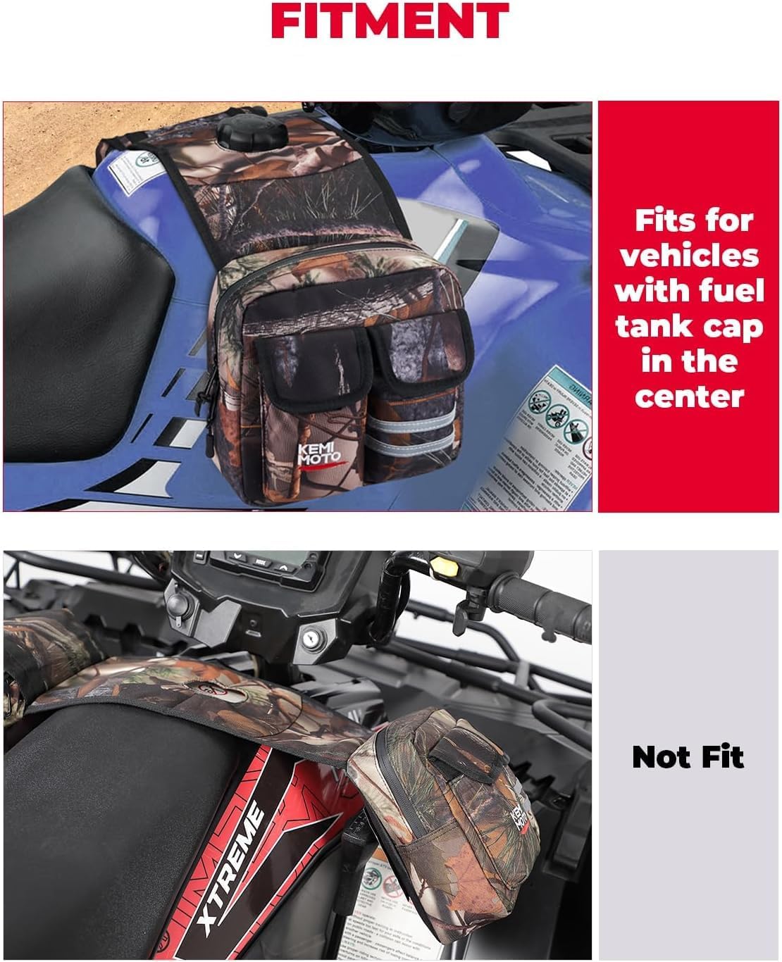 KEMIMOTO ATV Tank Bag Water-resistant Cooler All Terrain Vehicles Accessories Motorcycle Saddle Bag Compatible with Most ATVs and Snowmobiles Bicycles, Camo