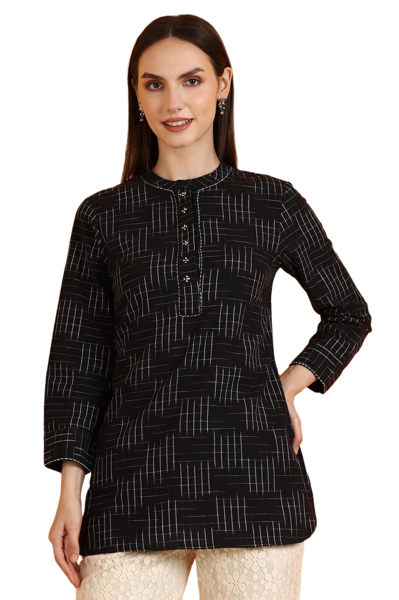 w for woman Ikkat Yarn Dyed Pure Cotton Straight Tunic-picture-43