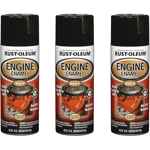 Rust-Oleum 248932A3 Automotive Engine Enamel Spray Paint, 3 Pack, Gloss Black, 3 Count