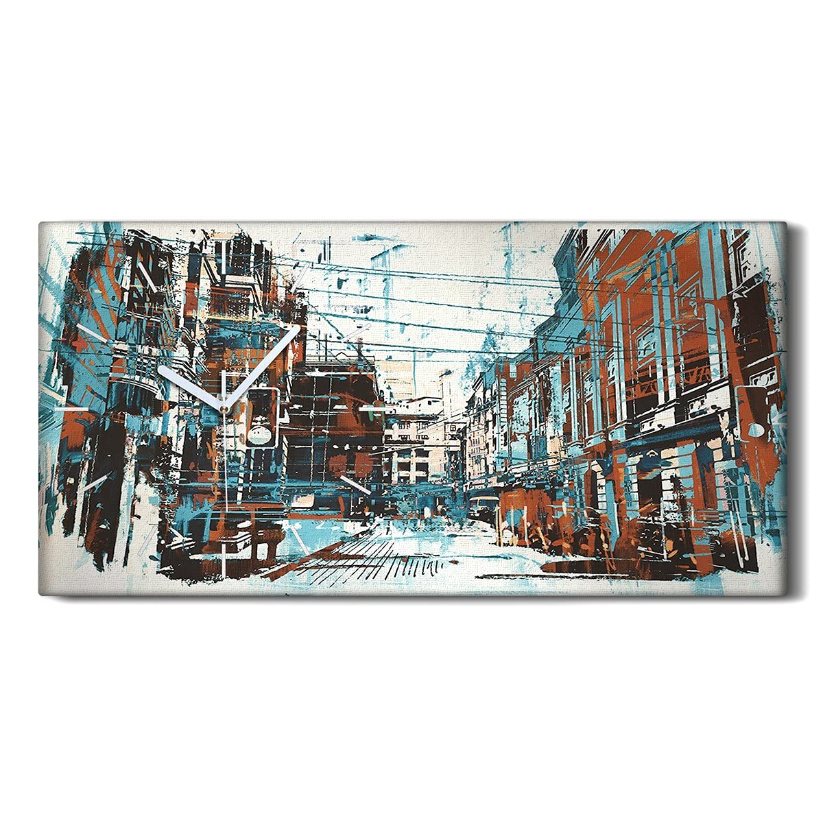 Horloge sur toile salon moderne - Art mural sans tic-tac 60x30 cm