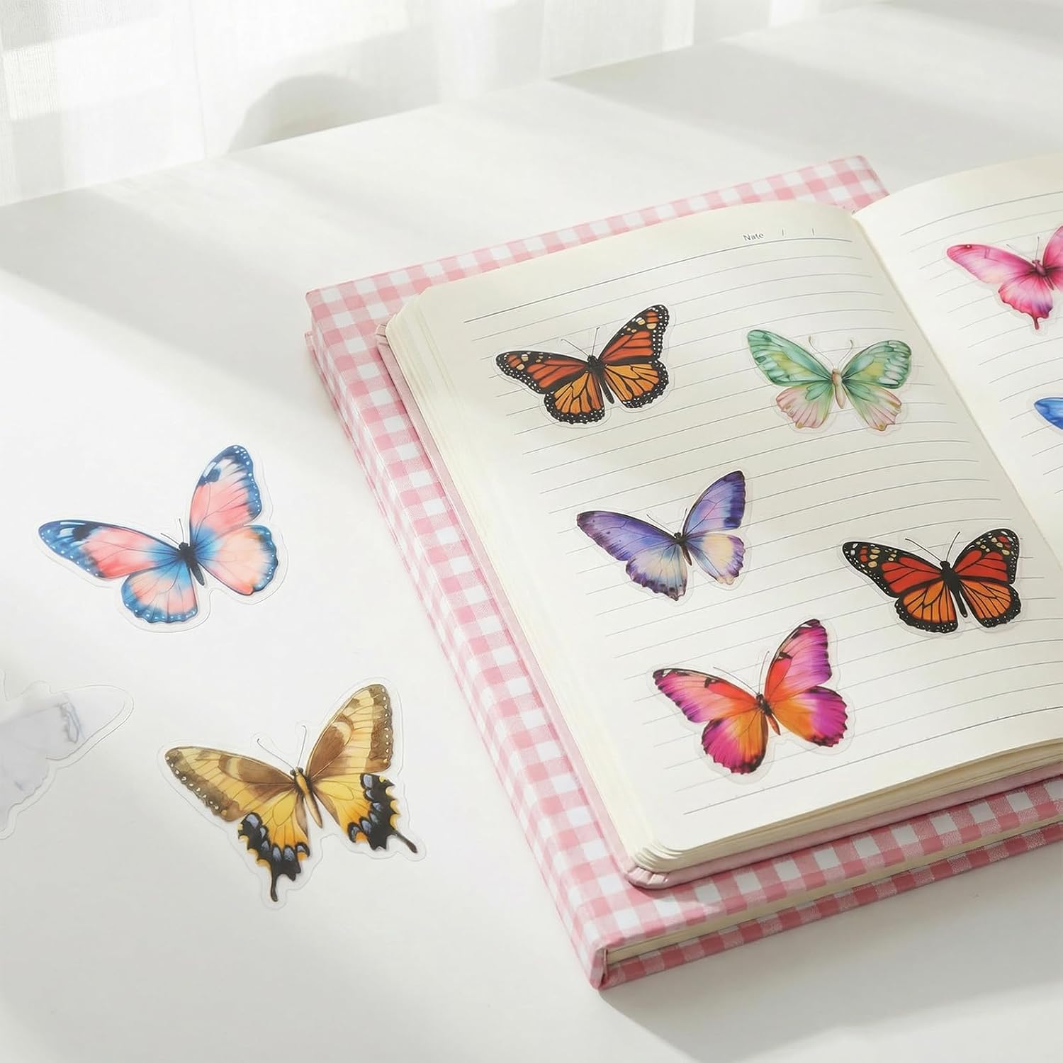 50 Pcs Butterflies for Crafts, Butterfly Stickers Transparent PET Colorful Realistic Butterflies Sticker for Scrapbook, Journal, Junk Journal, Collage, Waterproof for Resin, Craft & Scrapbook Supplies