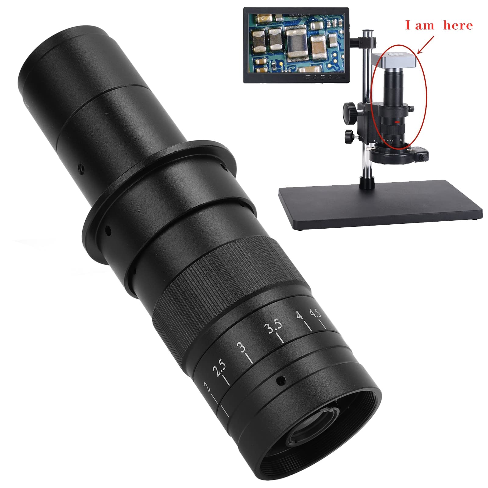 180x Zoom Microscope Aparat Obiektyw a Stopowy Obiektyw z Regulowanym Powiększeniem dla VGA USB Industrial Video Mikroskop