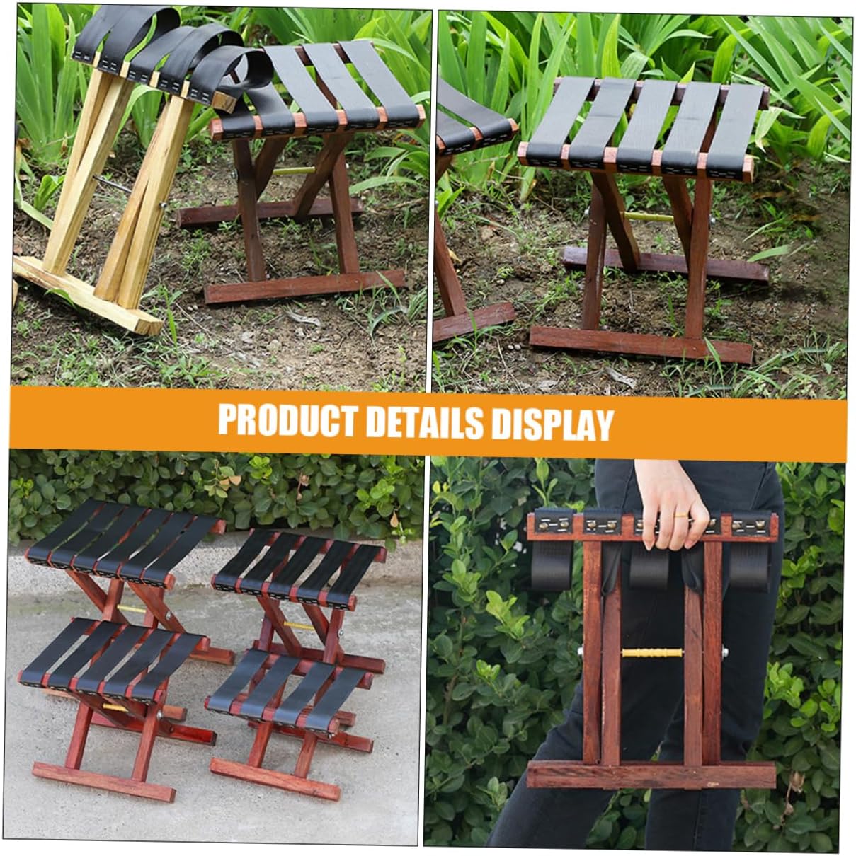Yardwe Portable Folding Camping Stool Lightweight Outdoor Bench for Fishing BBQ and Travel Compact Design for Durable and Sturdy Construction