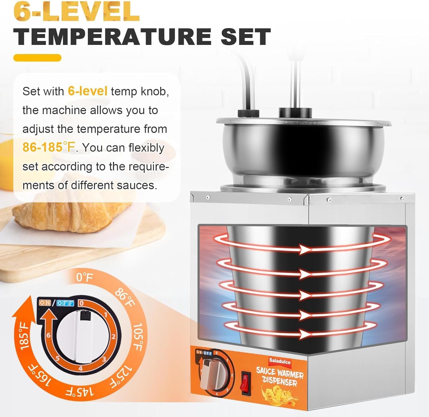 Nacho Cheese Dispenser with Stainless Pump, 4.2Quart Nachos Cheese Warmer Hot Fudge Dispenser for Nacho Cheese Fudge Syrup Butter