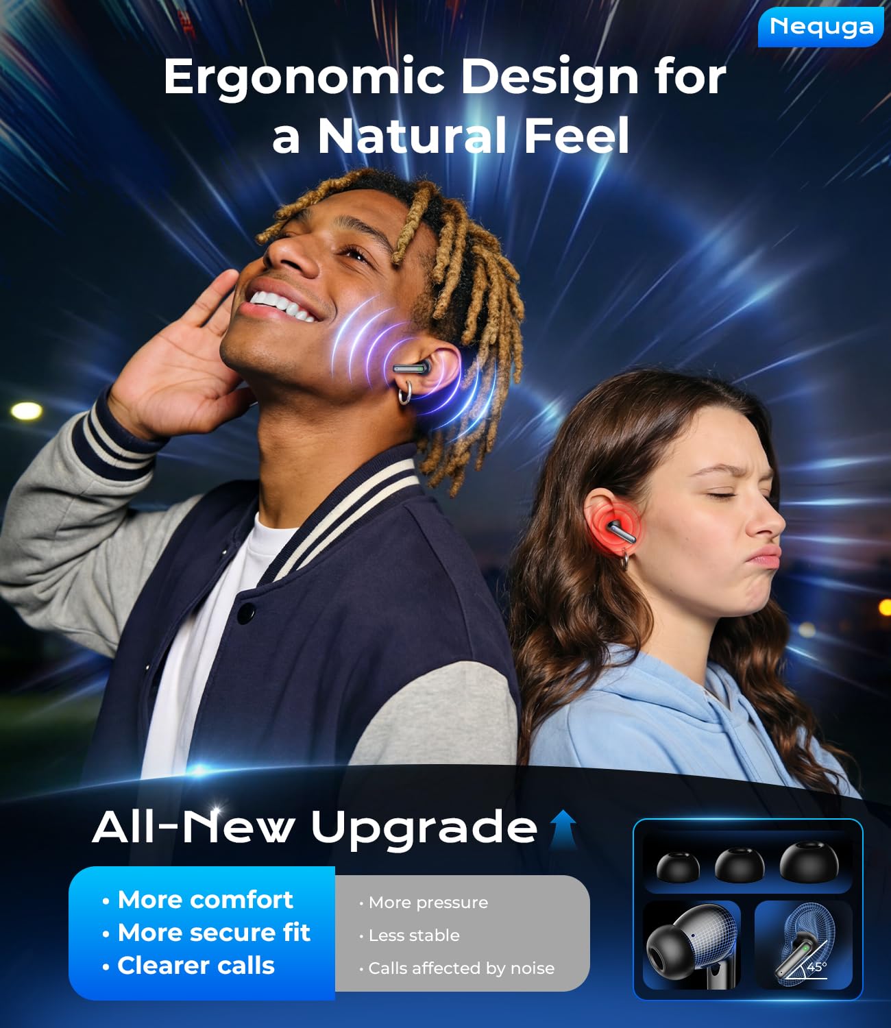 Wireless Earbuds Bluetooth Headphones, 50H Playtime Ear Buds with Mic, LED Digital Display Charging Case, IPX7 Waterproof, Deep Bass Stereo, in-Ear Earphone for iPhone Andriod Phone - 5