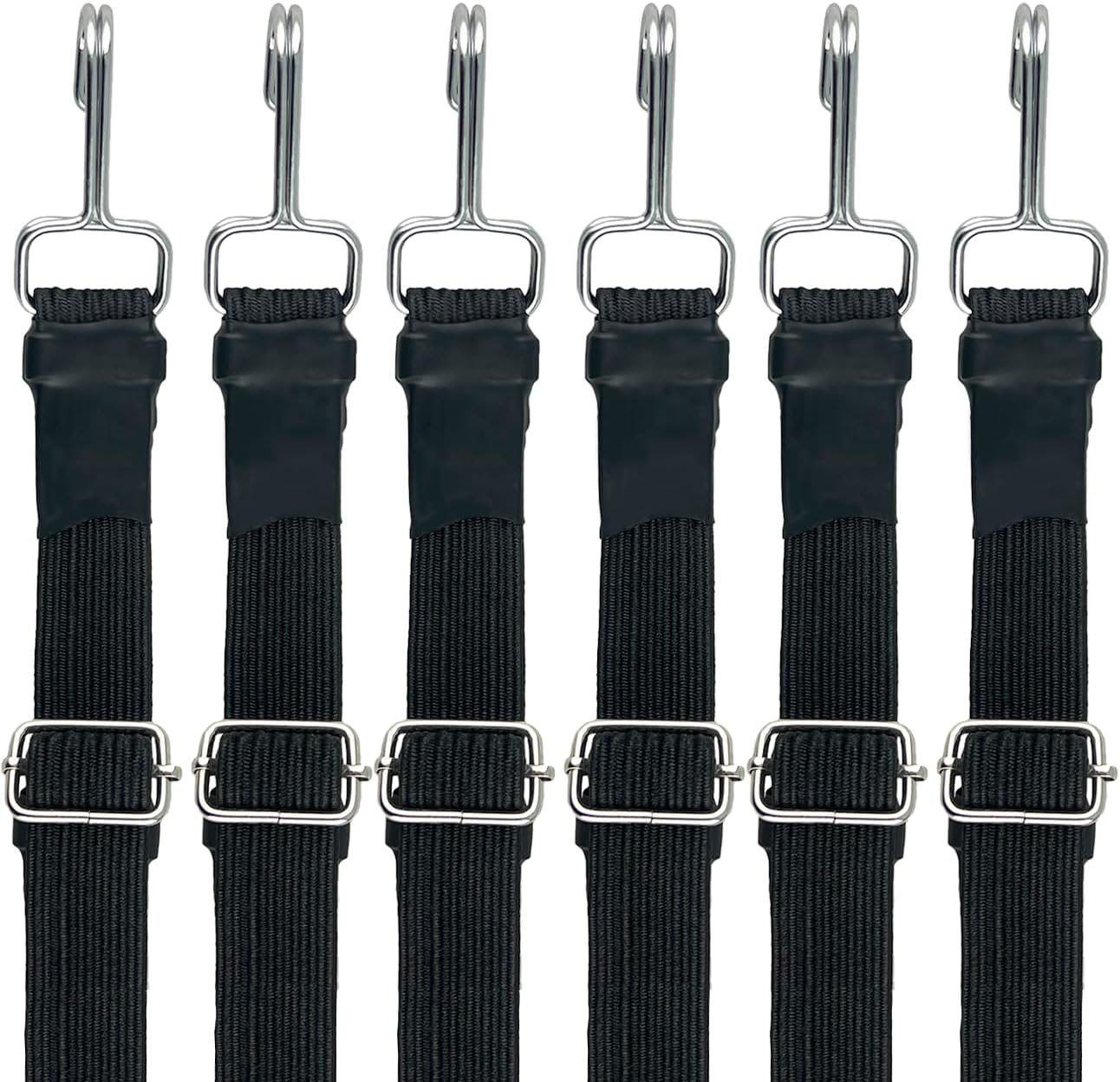80 INCH Adjustable Flat Bungee Cords. High Strength Bungee Straps with Heavy Duty Weather Resistant Metal Hooks. Shrink Tube for Additional Strength. Auto, Boat, House, & More (Large)