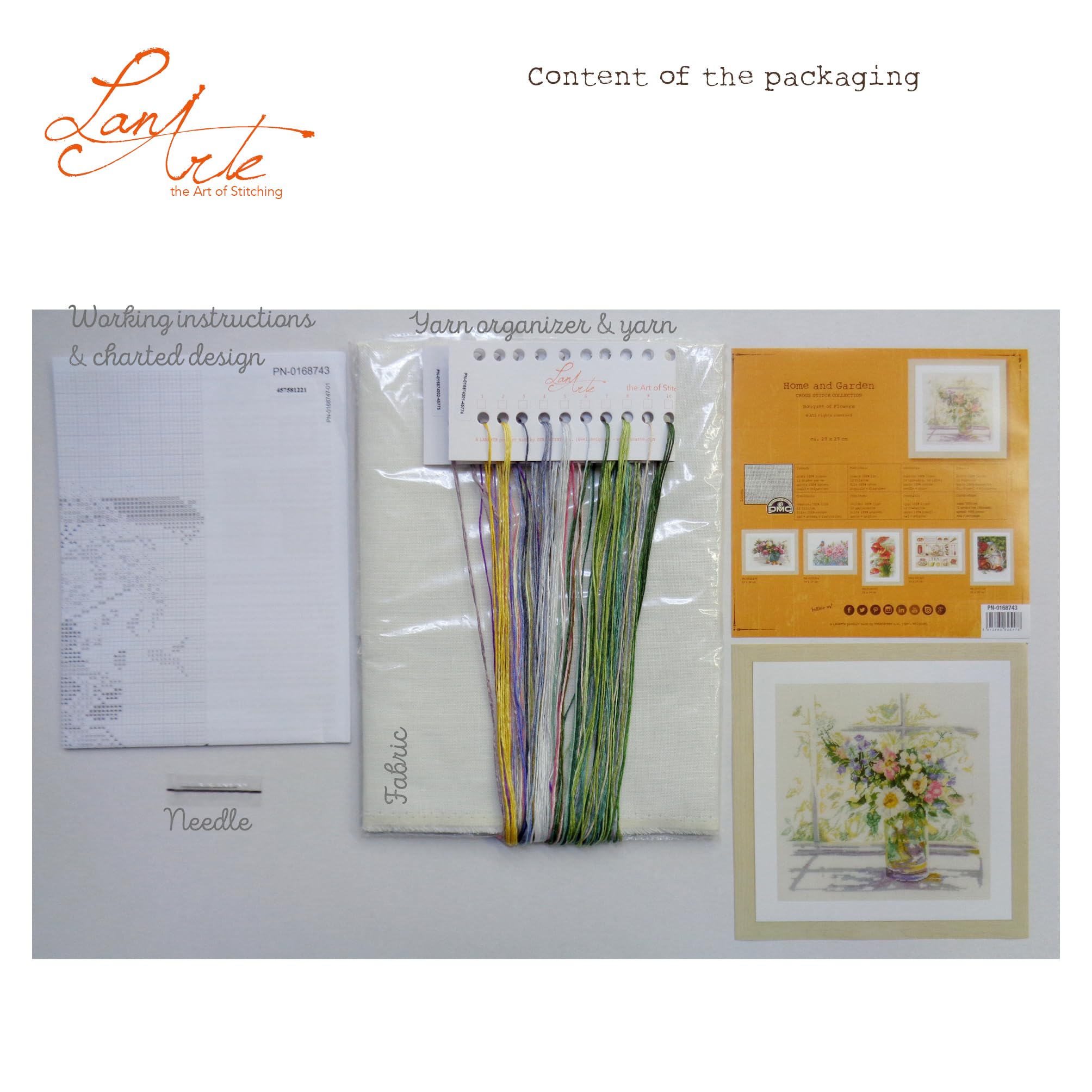 Lanarte Kreuzstich Stickpackungen Gezählter Kreuzstichbilder Set BLUMEN IN ZARTEM LICHT Wanddekoration Handarbeit Set für Erwachsene 29 x 29 cm DIY Deko Bastelset Handwerker Kreative Geschenkset