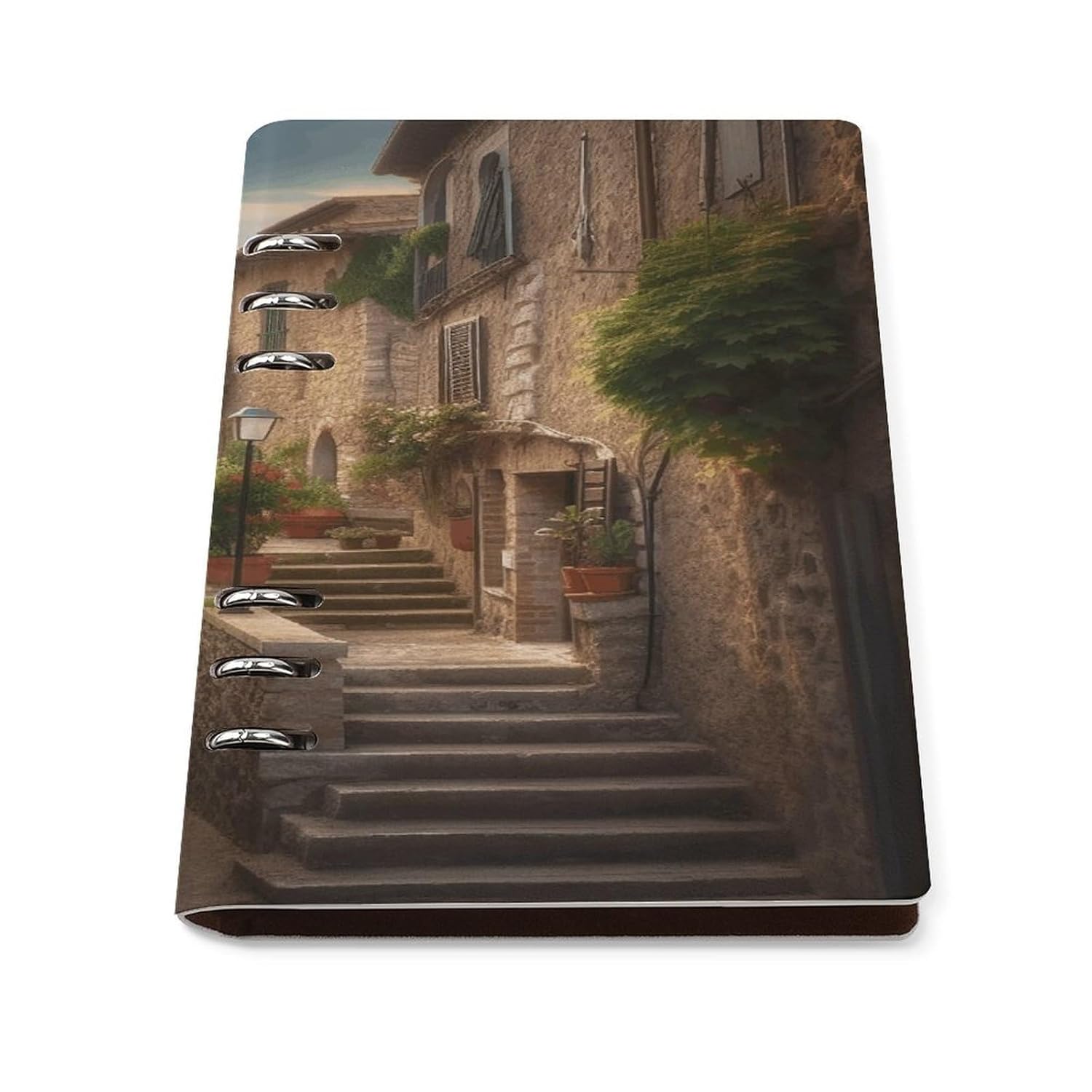 VstaDank Italy Tuscan Notebook Refillable A5 Binder Notebooks 6 Ring PU Leather Binder Journal Reusable Travel Diary Vintage Planner for Writers Business Work Daily 6.9”x 9”