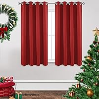 Vista 14 de Joydeco - Juego de 2 paneles de cortinas opacas de 63 pulgadas, 2 cortinas largas con aislamiento térmico burg, cortinas de oscurecimiento