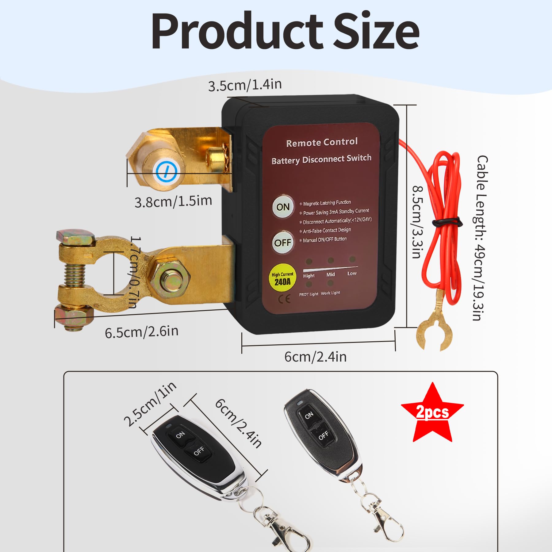 Akumulator 12 V 240 A, czarny wyłącznik baterii automatyczny wyłącznik z pilotami, cięcie obwodu samochodu do ATV, łodzi, samochodu, kampera, ciężarówki