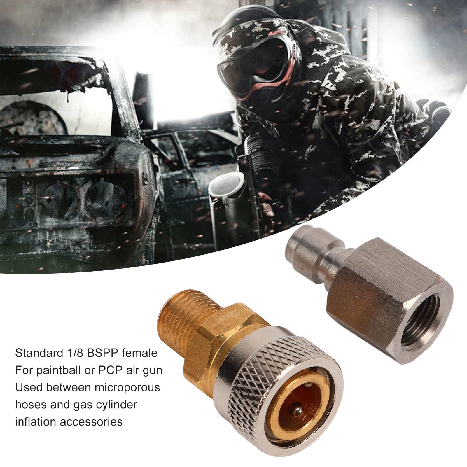 Compressed Air Coupling, 1/8 Inch Ex Quick Coupling Adapter, Quick Connector, Made of Stainless Steel - Image 2