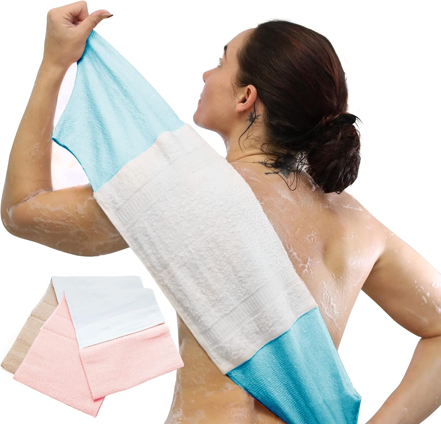 COWAN All in One Stretch Exfoliating Washcloth for Back