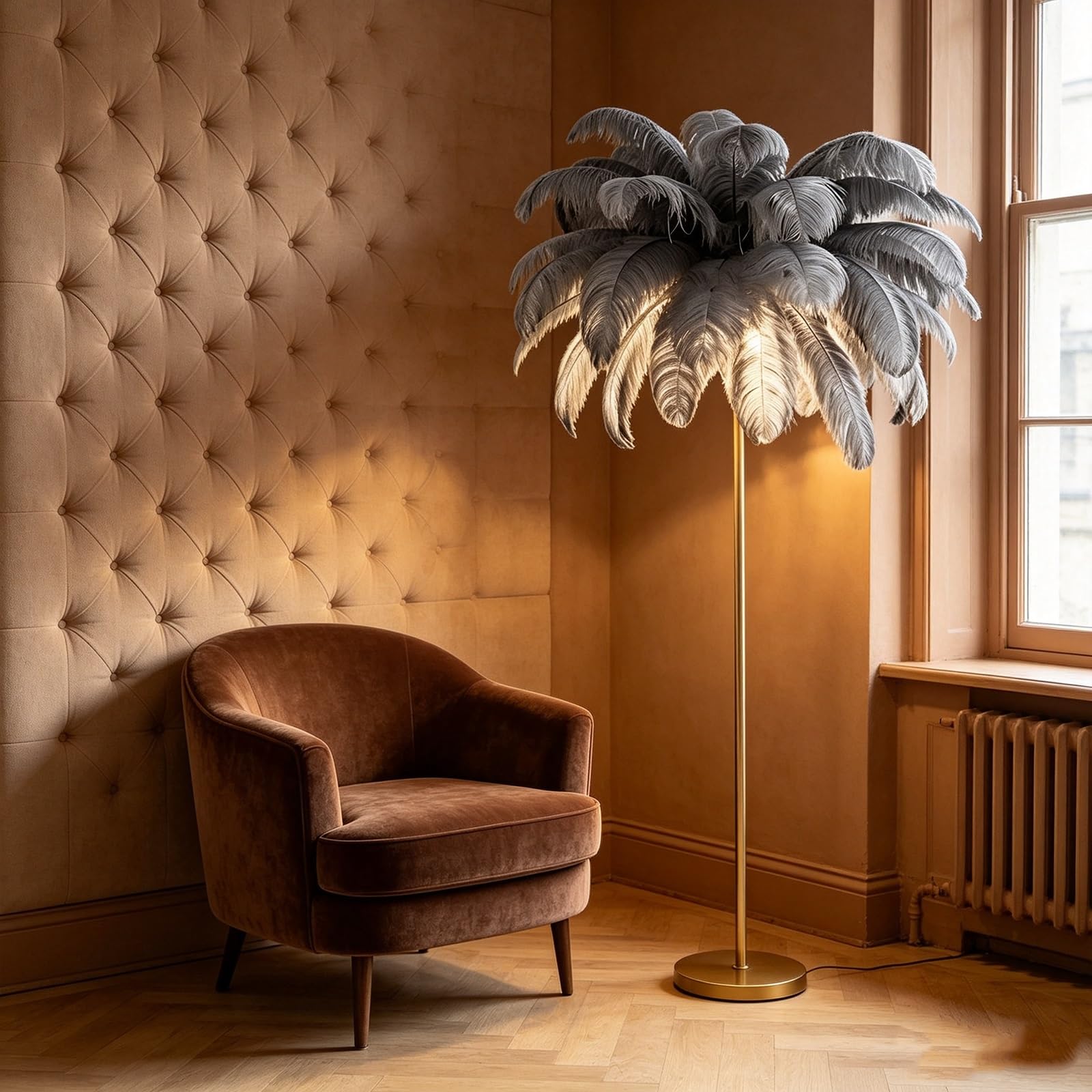 LCNDKF Anti-Tipping Feather Floor Lamp
