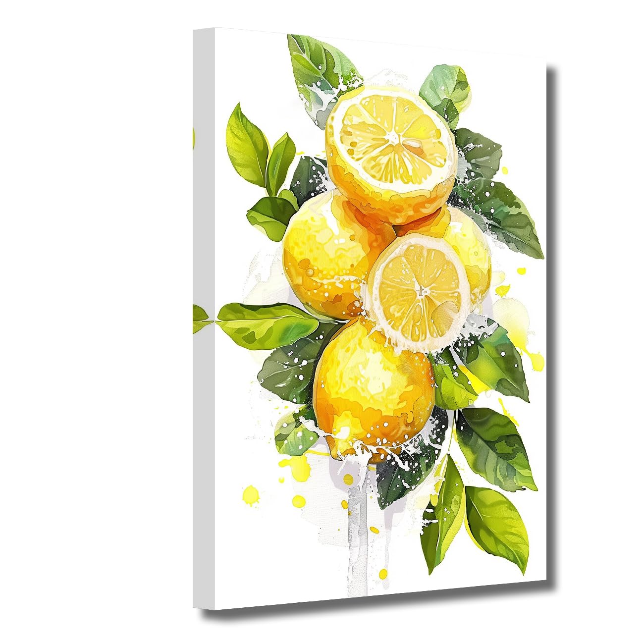 LZIMU Lemon Wall Art Fresh Fruit Pictures Yellow Lemon Canvas Prints Farmhouse Citrus Food Artwork Still Life Painting for Dining Room Kitchen Wall Decor (White, (60.00 x 90.00 cms))