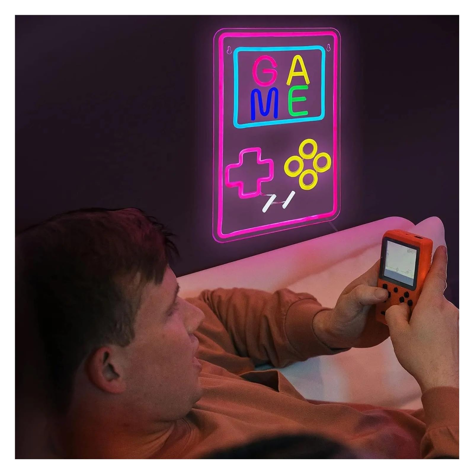 Wiszące neony artystyczne Przenośne Konsole Do Gier Neon Do Wystroju Pokoju Gracza, Ściemniane Światła, Do Pokoju Młodzieżowego Man Cave