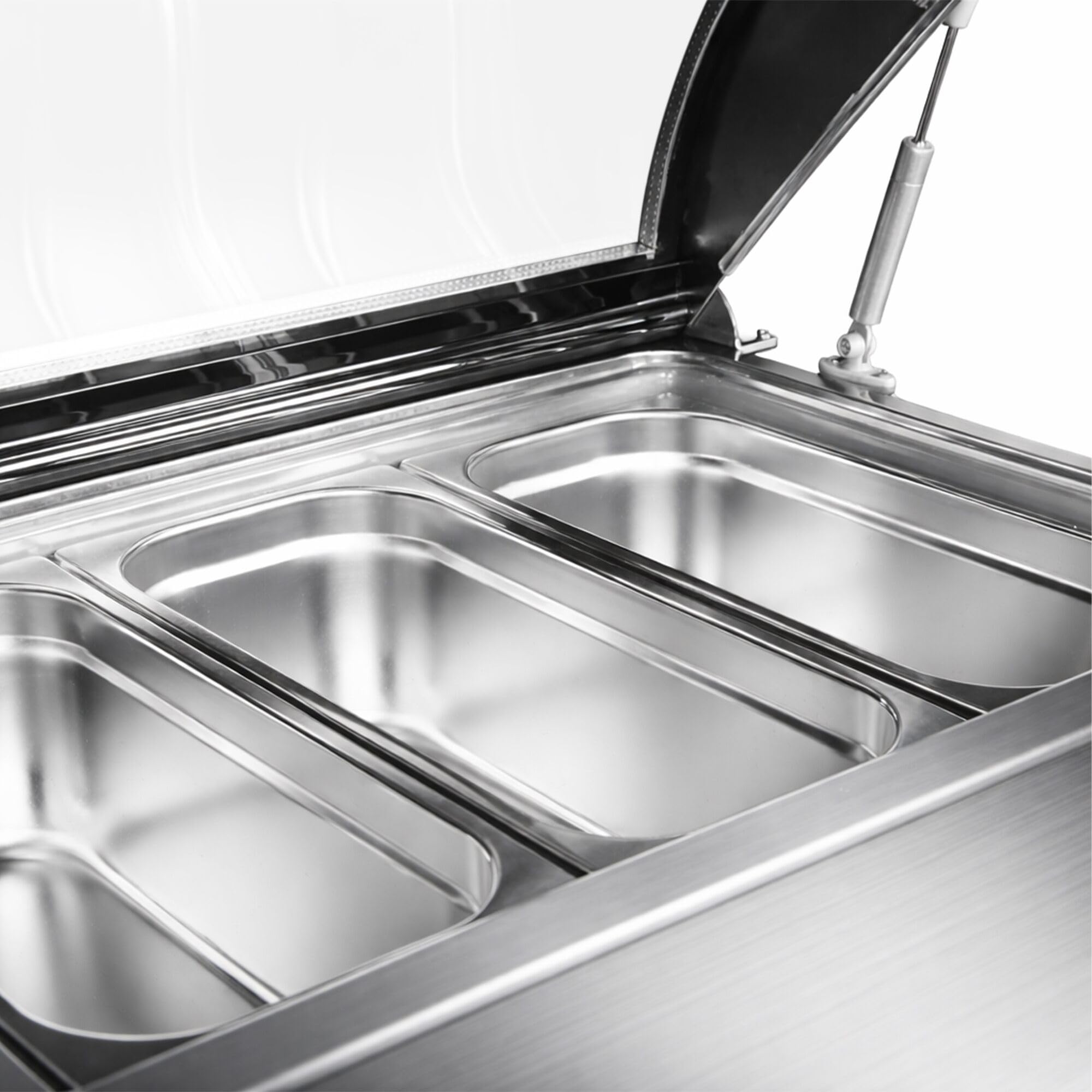 GGM Gastro | EAVNR87N | Tisch-Eisvitrine - 870mm - Statisch - für 4x 5 Liter Eisbehälter - gerader Deckel - Deckelöffnung zur Bedienseite