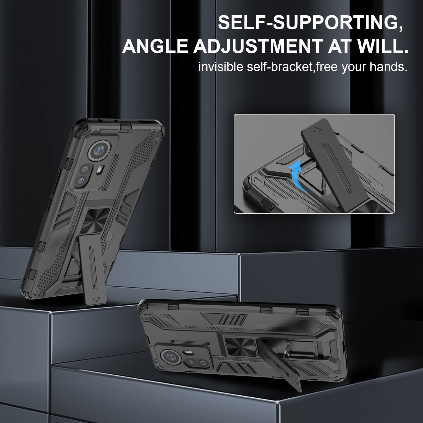 Funda para Xiaomi Redmi Note 15 Pro 5G, Carcasa Antigolpes con Soporte anular metálico, Case Protectora de Grado Militar, Azul — view 359