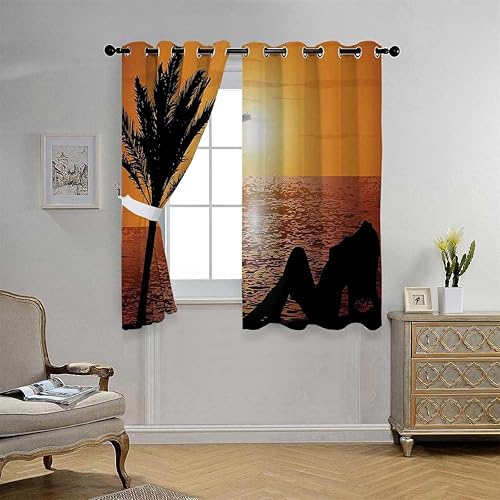 Cortina para Dividir Habitacion - Cortinas cortas temporales para pasillos, cortinas opacas con ojales, 55 pulgadas de ancho por 55 pulgadas de