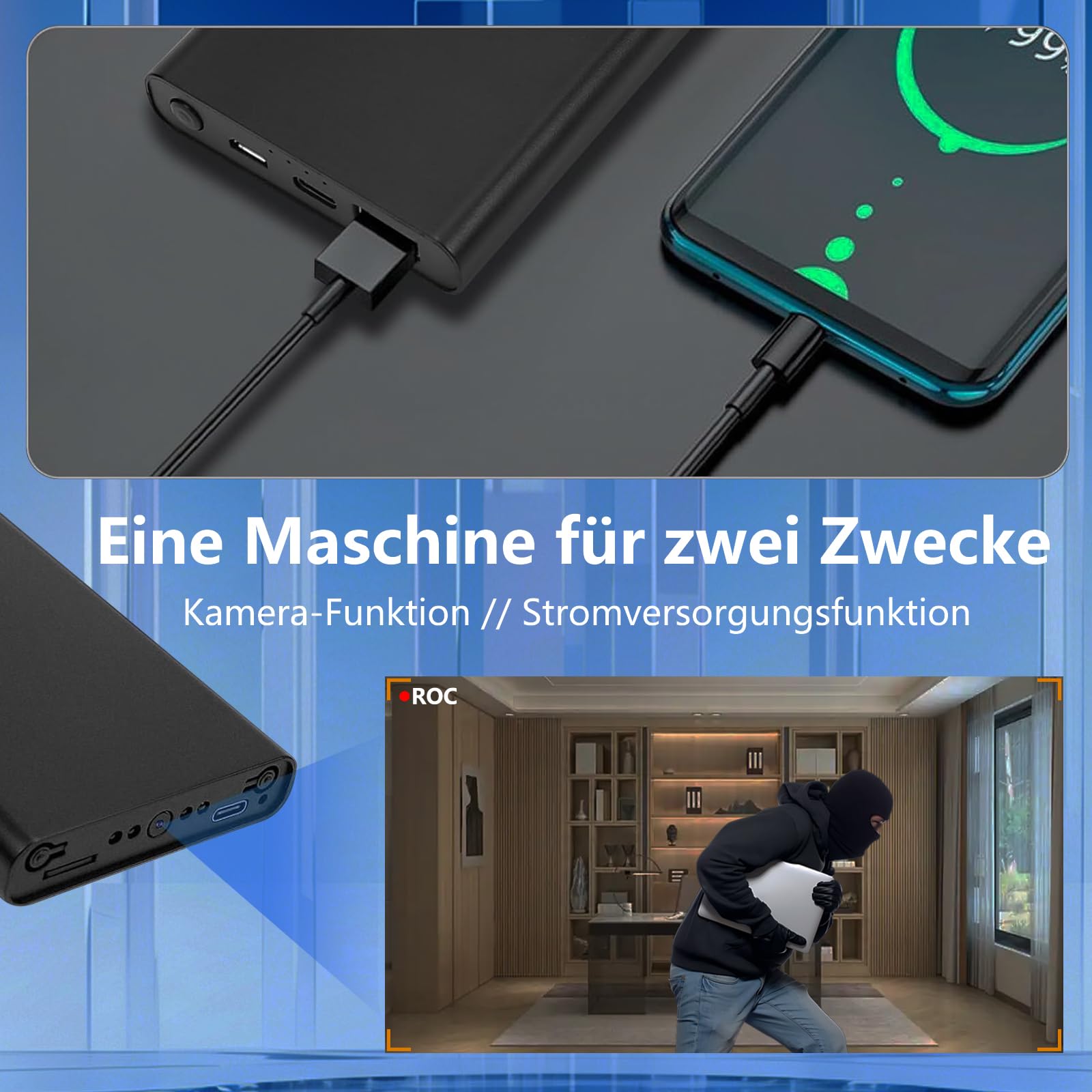 Mini-Kamera,Sicherheitskamera,HD1080P-Indoor/Outdoor-Überwachungskamera,Videorecorder,Kontinuierliche Aufzeichnung und Bewegungserkennung,Innen/Büro/Geschäft Überwachungskamera,Ohne WLAN