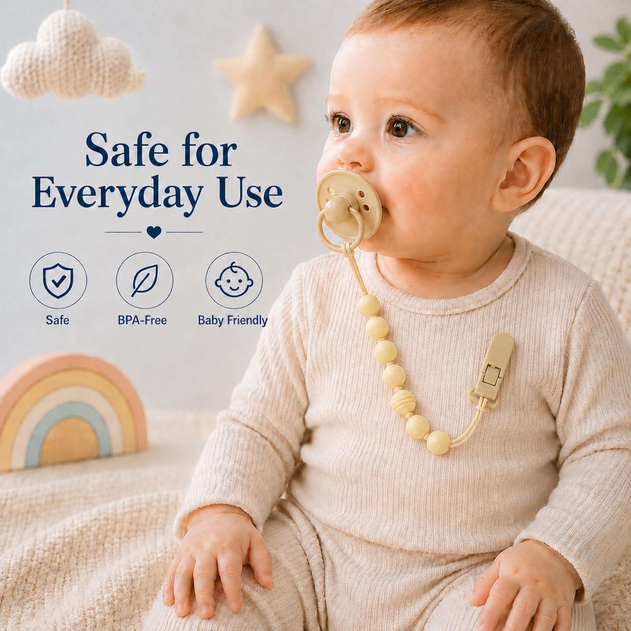Pacifier Clip Chain Set - Keep Pacifiers Safe & Secure -5