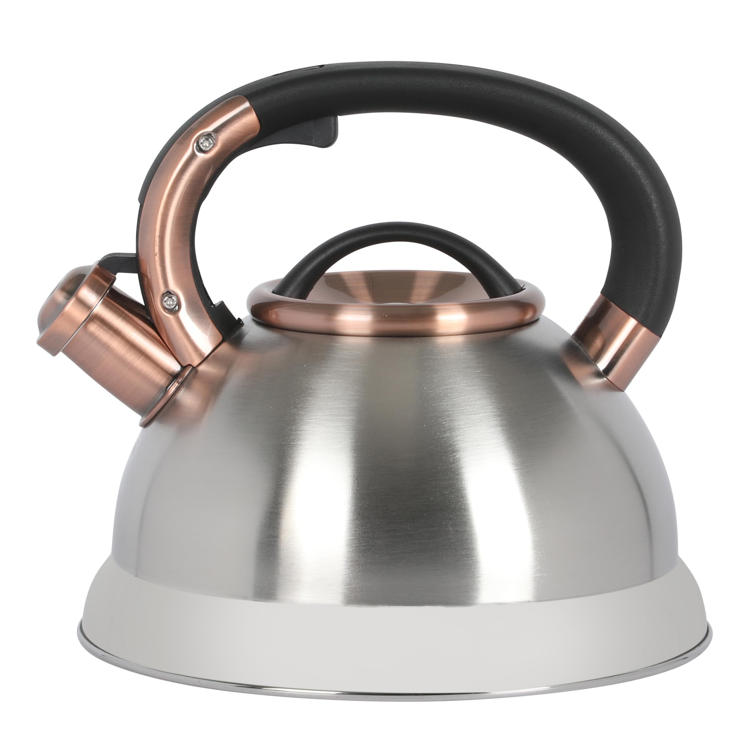 Mr. Coffee Flintshire 2.2 Quart Large Whistling Stainless Steel Tea Kettle - Matte Black W/Copper