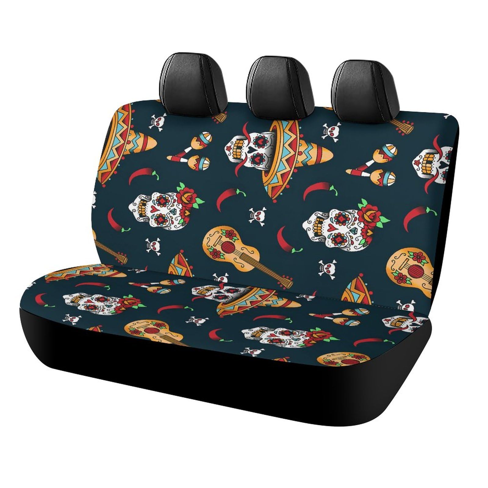 Amazon | カーシートカバー 後席用 髑髏 スカル ドクロ 車用シート 