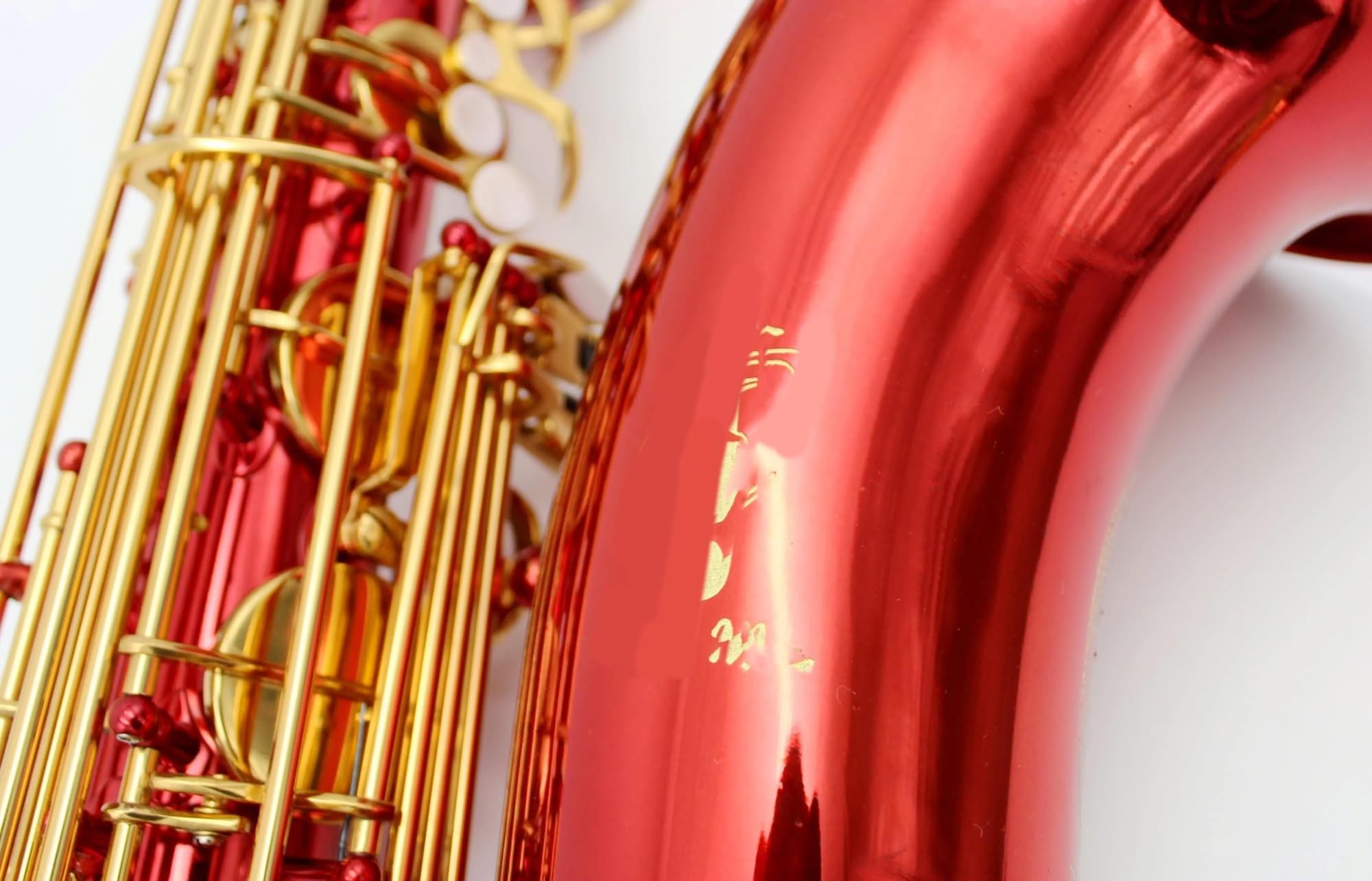 Saksofon barytonowy Oriental Music Red Lacquer Professional Grade ręcznie rzeźbiony wzór od niskiego A do Saksofon