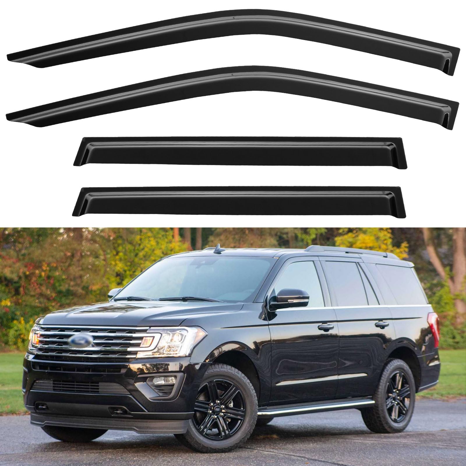Window Visors Rain Guards for 2018-2024 Ford Expedition | Out-Channel Window Vent Wind Deflectors Visors Shades Protectors for 18 19 20 21 22 23 24 Ford Expedition