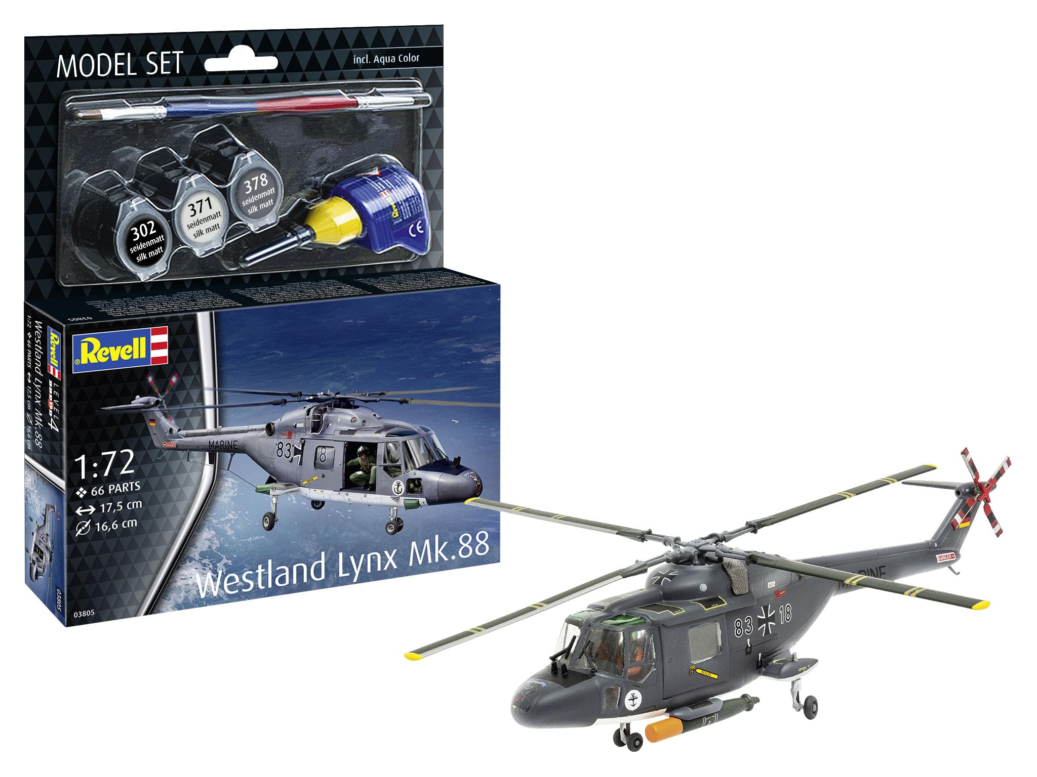 Revell 63805 Model Set Westland Lynx Mk.88 1:72 Scale Unbuilt/Unpainted Plastic Model Kit with Accessories