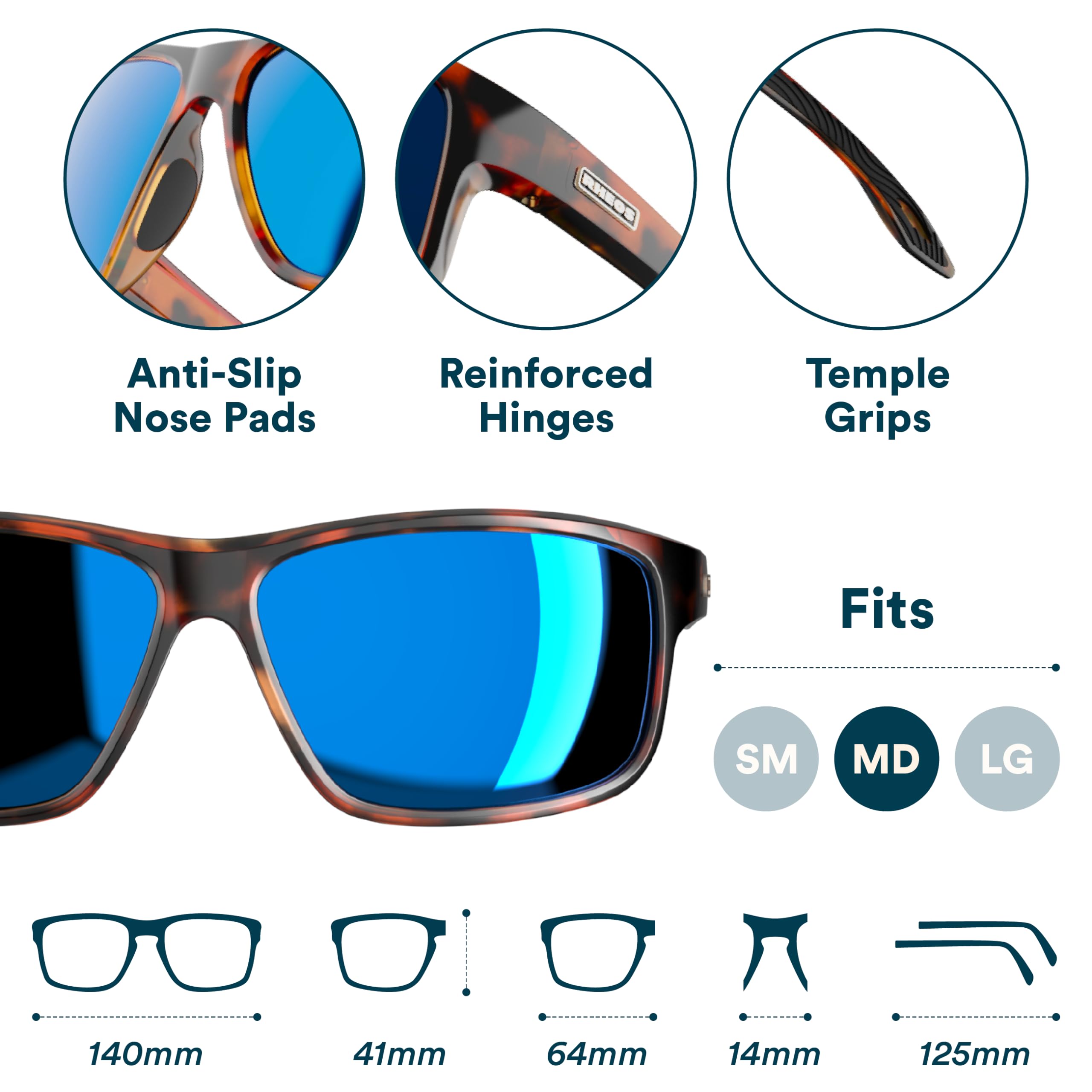 Rheos Eddies - Lentes de sol polarizados flotantes | 100% protección UV | Gafas de sol para navegación y pesca | Gafas de sol deportivas acuáticas | Antideslumbrantes | Gafas de sol para hombre y