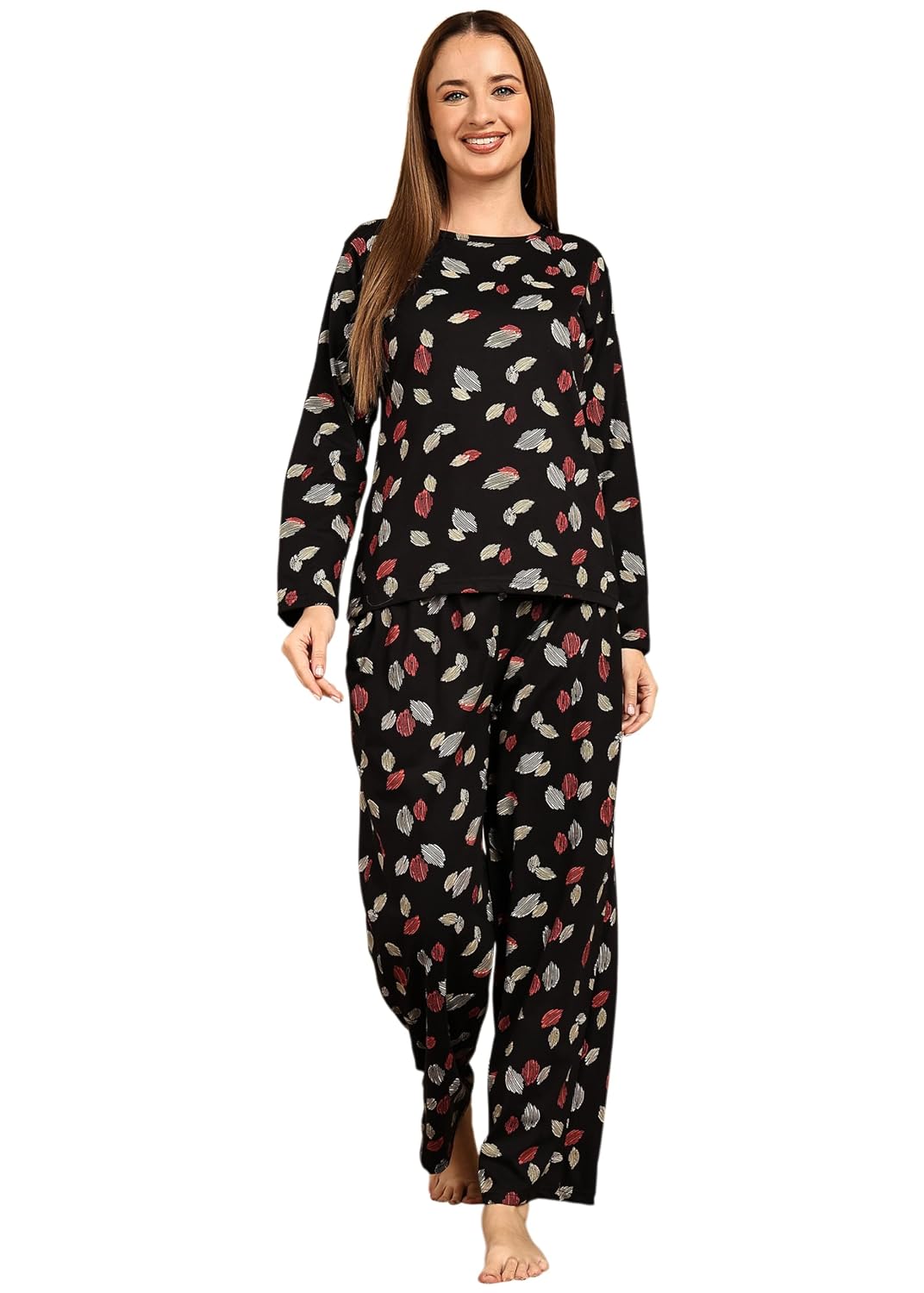 Smarty Pants Women's Cotton Floral Print Full Sleeves Pajama Set. (SMNSP-1174_Black) - Review, Price and Buying Guide