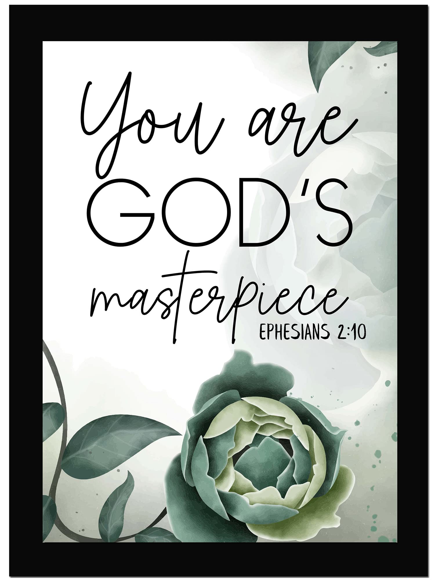 AR Creative You Are God's Masterpiece - Bible Verse Wall Photo Framed Wall Poster, Bible Quotes Print with Frame, Home, Office Decor, Bible Quotes Poster (13.6 inch x 10.2 inch)