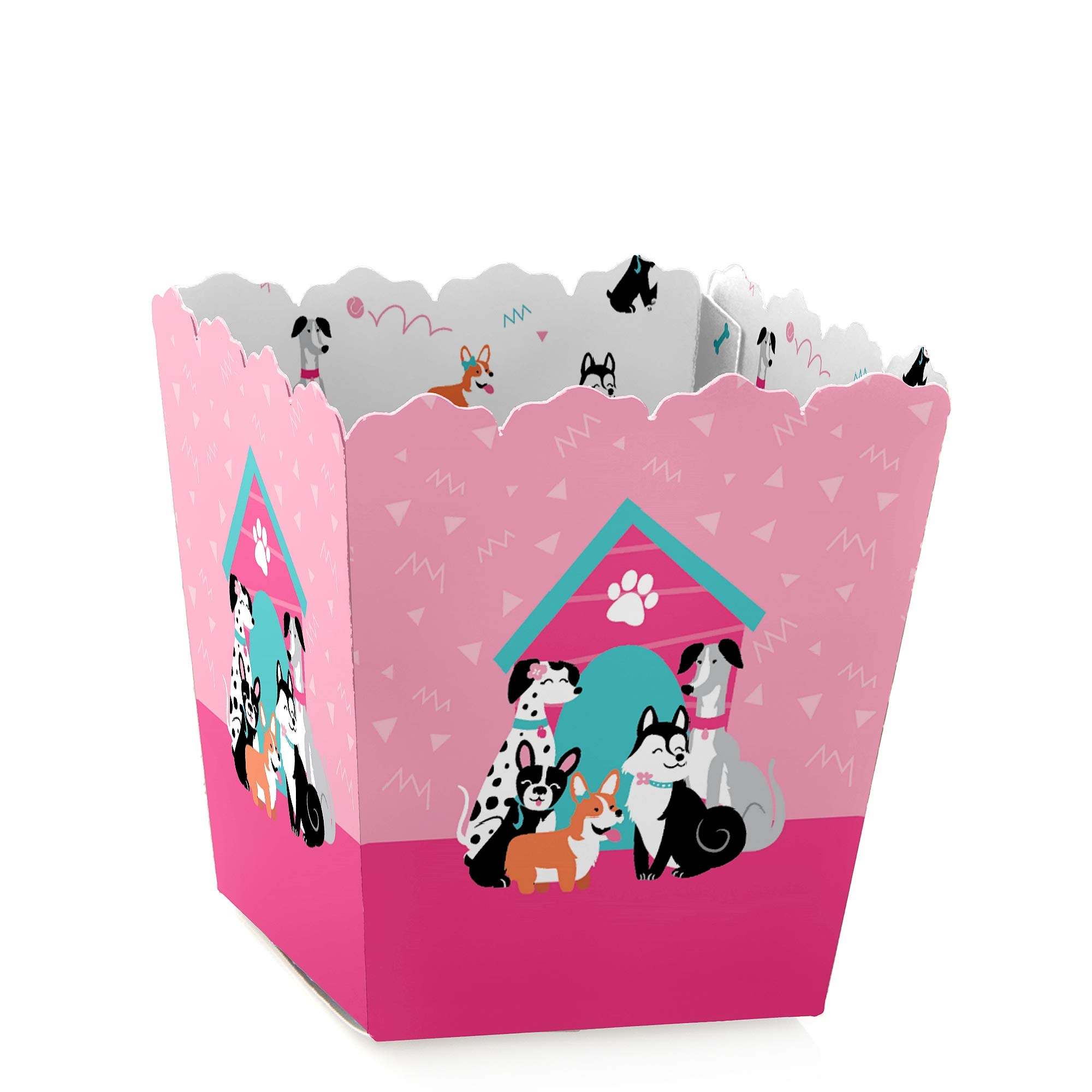 Big Dot of Happiness Pawty Like a Puppy Girl - Party Mini Favor Boxes - Pink Dog Baby Shower or Birthday Treat Candy - Set of 12