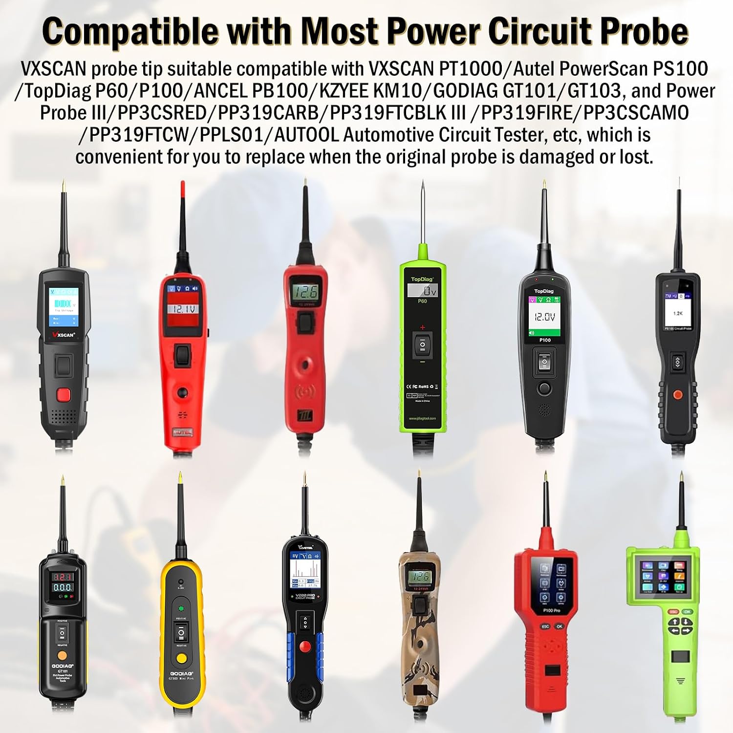 2PCS Probe Tip 4Mm Banana Jack 3 Probe Accessories for Power Circuit Probe Kit - Probe Caps for VXSCAN PT1000 Automotive Circuit Tester Electrical System Diagnosis