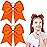 2 Packs Jumbo Cheerleading Bow 8 Inch Large Cheer Hair Bows with Ponytail Holder for Teen Girls Softball Outfit Uniform(Orange)