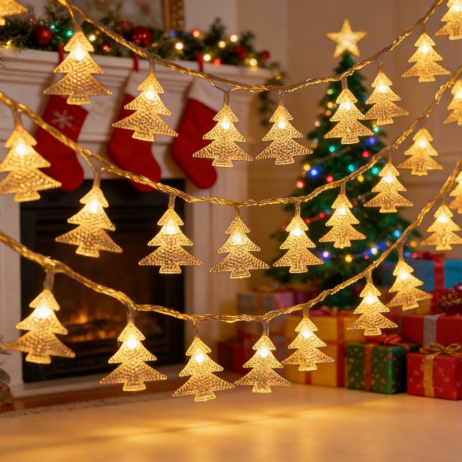 Catena luminosa natalizia a LED per uso interno ed esterno, 10 m - 80 LED, luce per albero di Natale, a batteria, impermeabile IP44, 8 modalità | Leroy Merlin