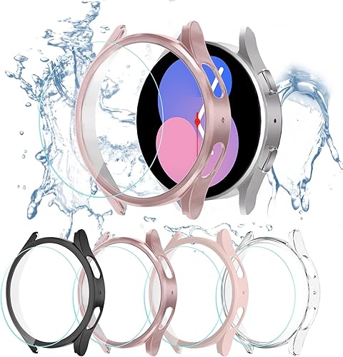 Miniatura 1 de Haojavo - Paquete de 4 fundas protectoras de pantalla para Samsung Galaxy Watch 4 de 1.575 pulgadas (1.575 in), funda protectora de policarbonato