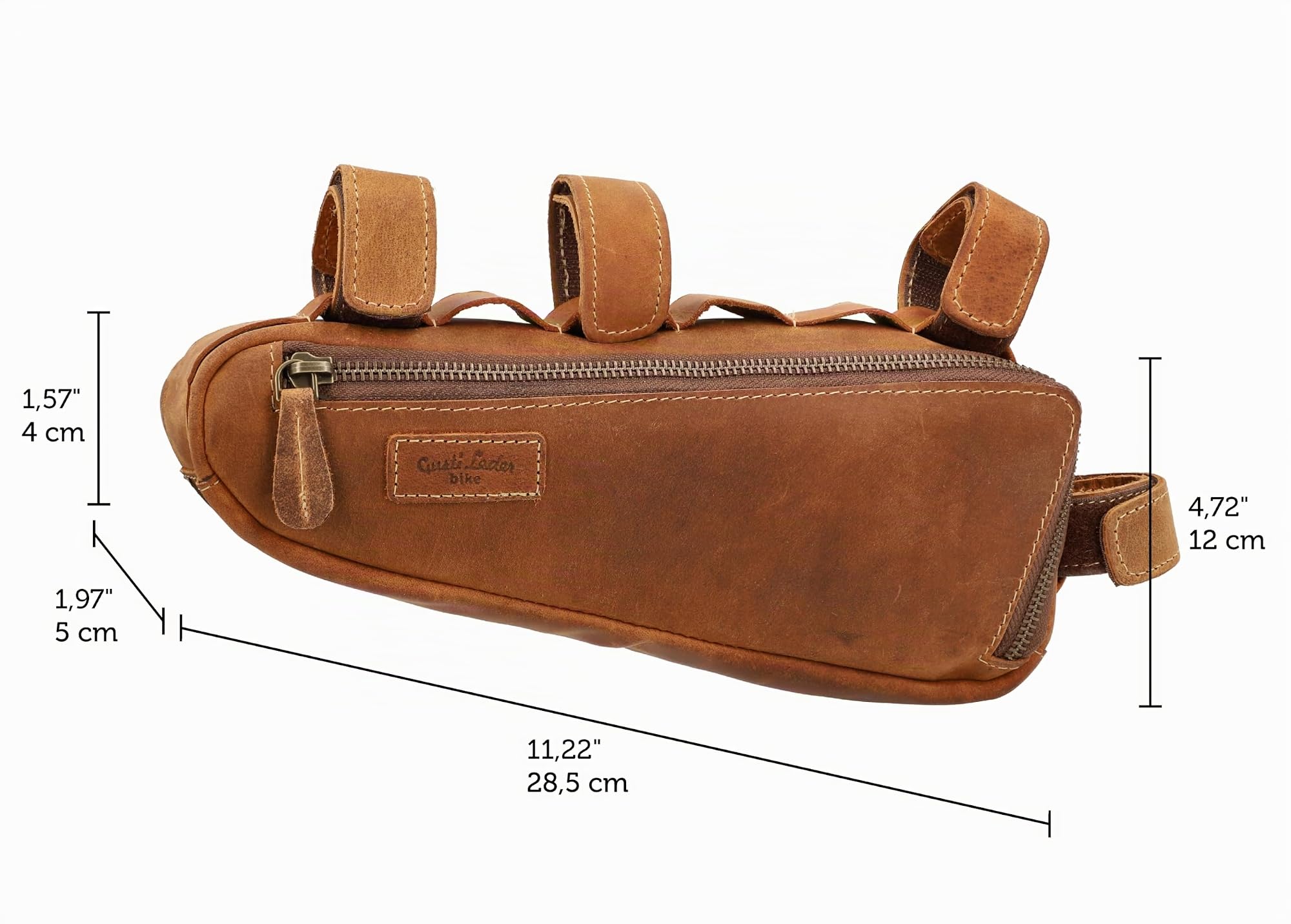 Gusti Fahrradtasche Leder - Rahmentasche Maurice G. Ledertasche für Werkzeug Vintage Look Braun Fahrradzubehör
