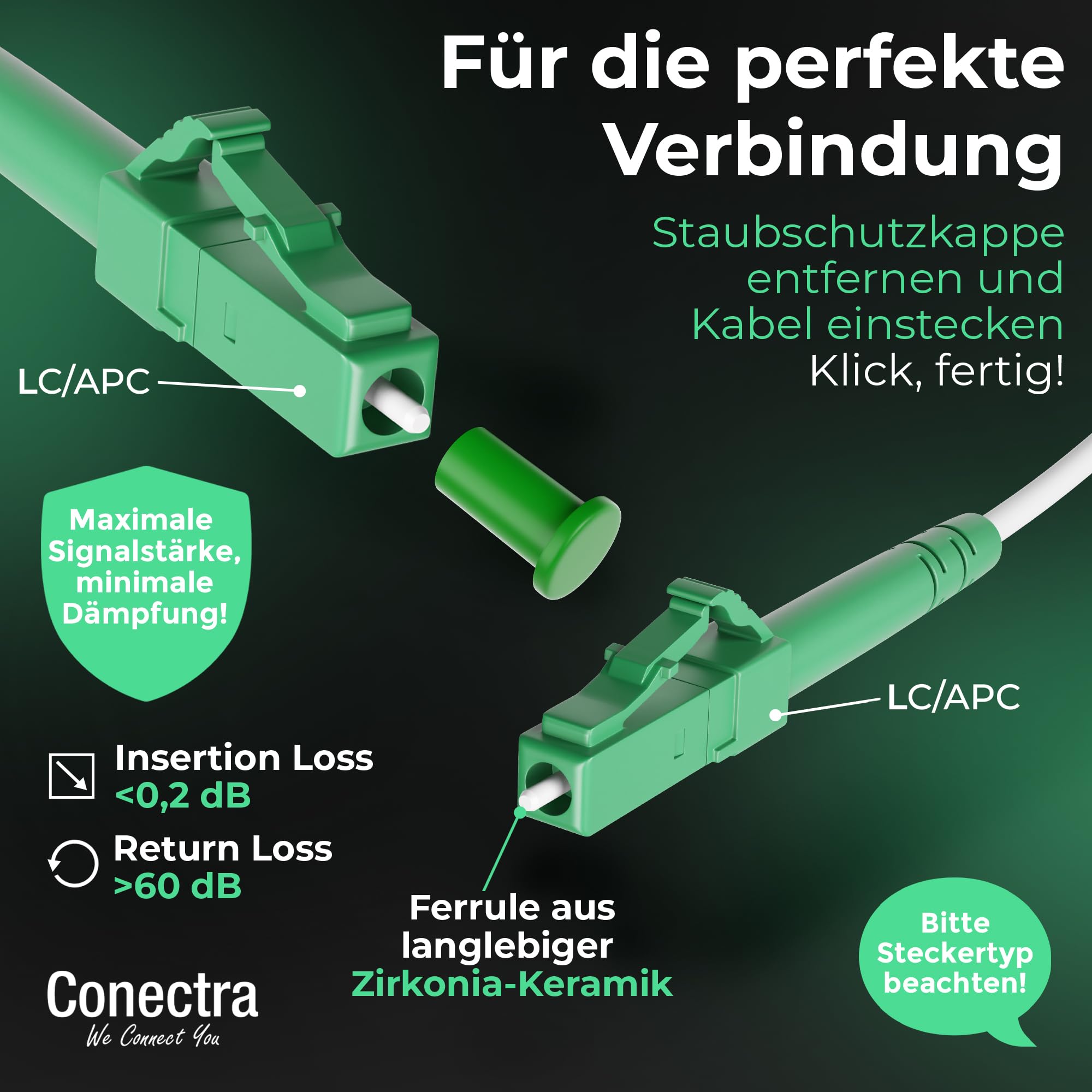 Modem Fibre Conectra® - Câble Patch En Fibre Optique | OS2 | 9/125 µm Monomode | Simplex | LC/APC Vers LC/APC | Blanc | Idéal Pour Les Réseaux Domestiques FTTH | Câble à Fibre Cable Optique Fibre