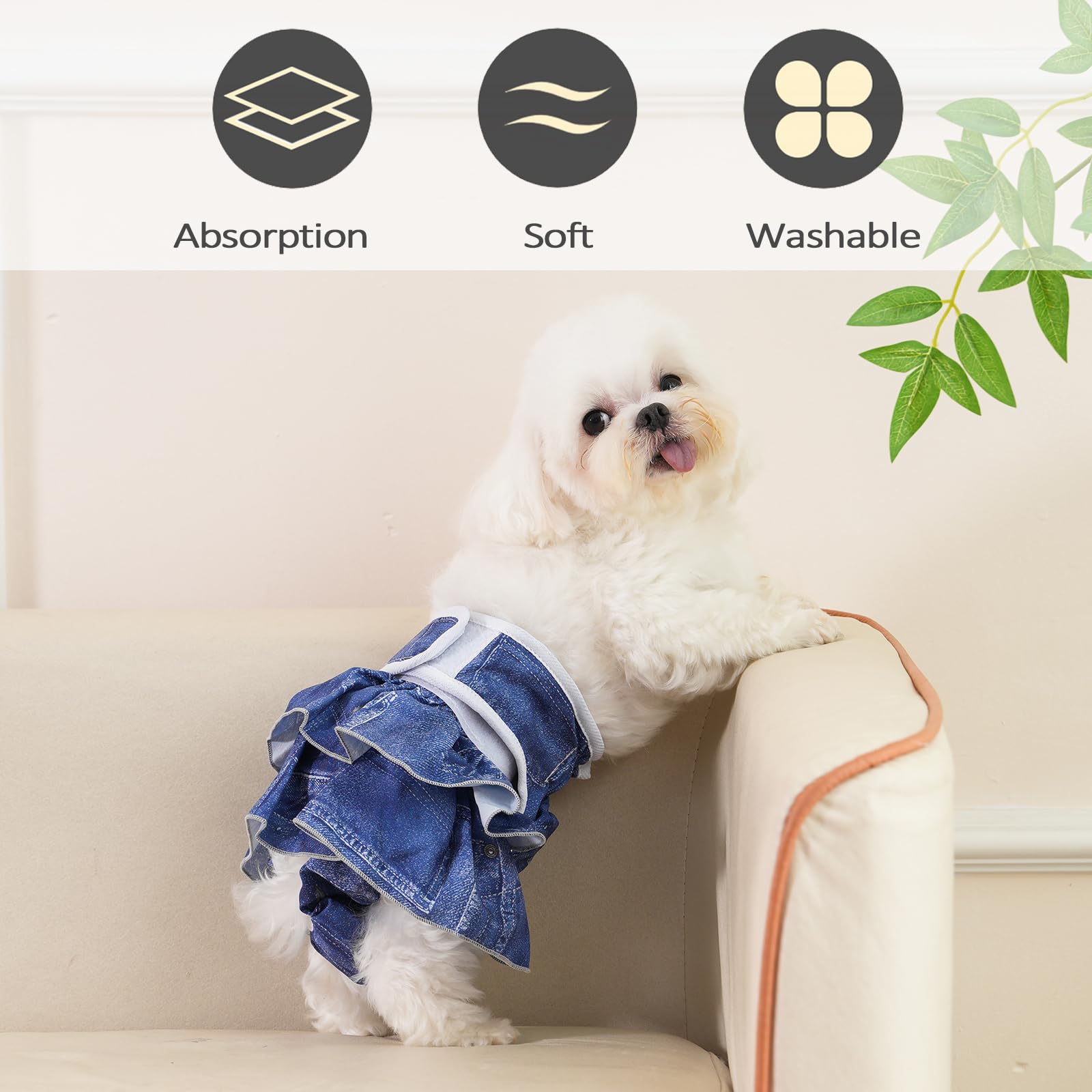 ACDOK 犬おむつ 女の子 耐久性ペットスカート用犬のドレス洗えるオムツ