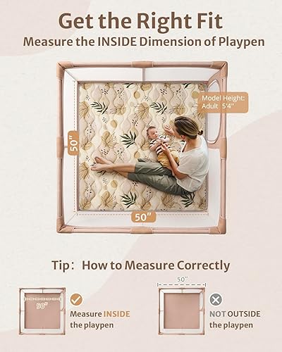 Miniatura 2 de Blissful Diary Tapetes de juego para bebé para piso, tapete de corral de 50 x 50 pulgadas, tapete de espuma acolchada gruesa para bebés y niños