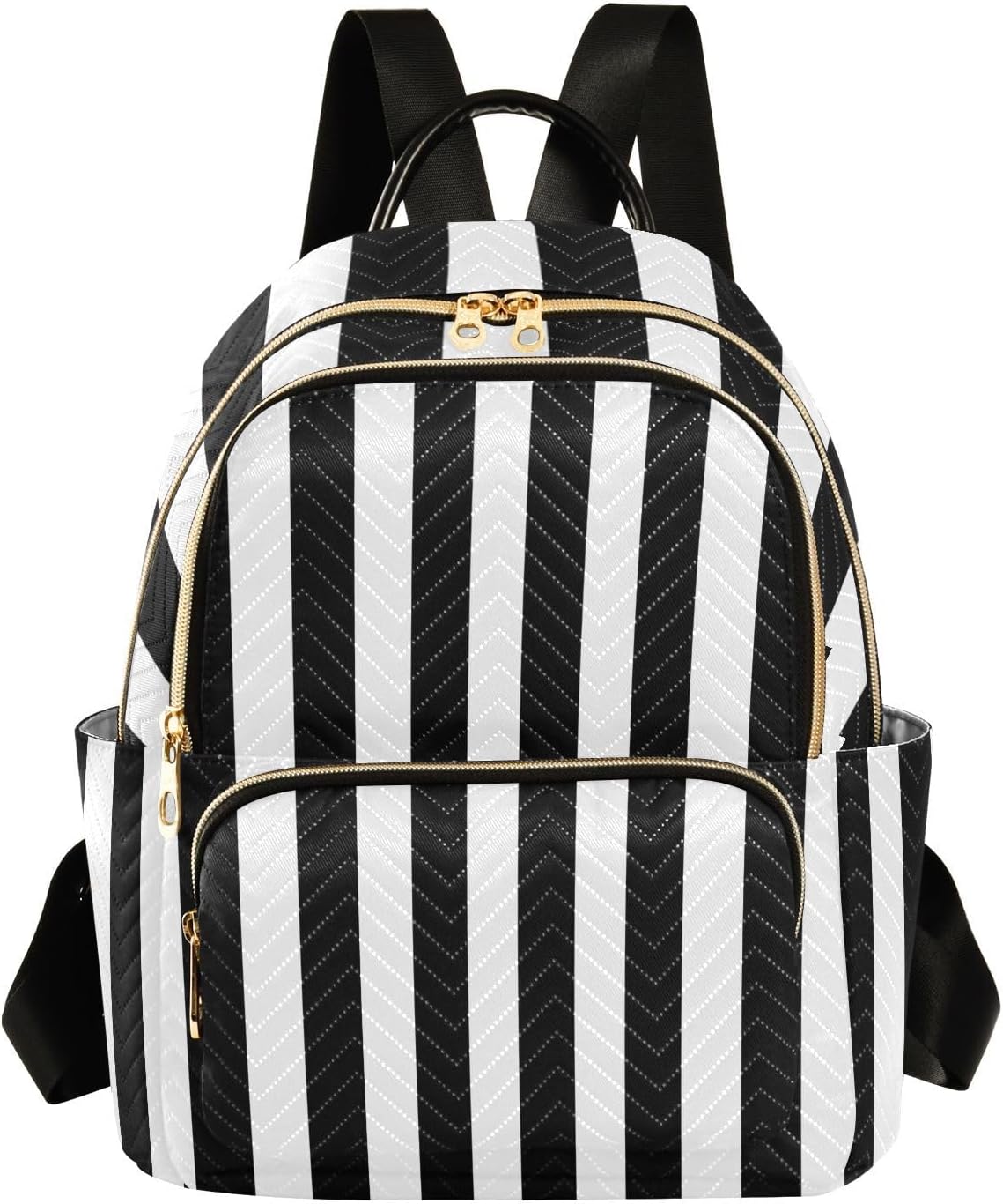 Mini Backpack Purse for Women White Black Stripe Small Backpack Shoulder School Bag Fashion Daypack Travel Daily Rucksack