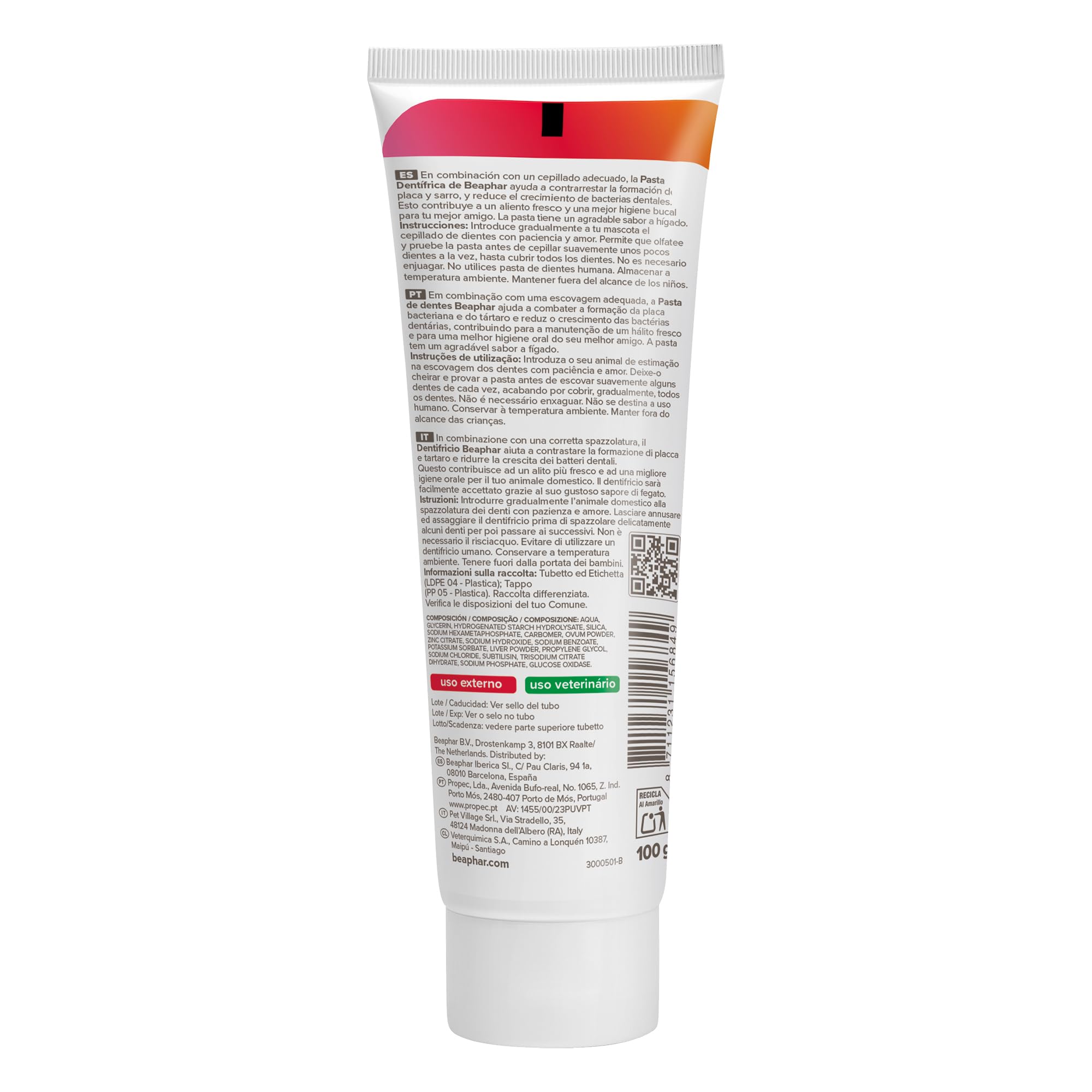 Beaphar Dentifricio per Cani e Gatti Anti-Placca e Anti-Tartaro Aromatizzato al Fegato 100 g