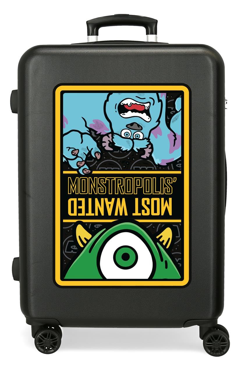 Joumma Disney Monsters Walizka Średnia Czarna 46 x 65 x 23 cm Twardy ABS Zamek szyfrowy z boku 56 l 3,1 kg 4 Podwójne koła Wysuwana