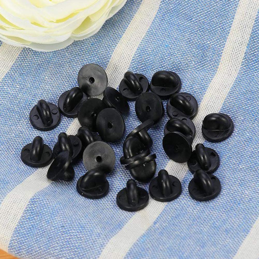 Rubber Pin Backs, 50PCS Lapel Pin Backs, Pin Safety Backs for Brooch Tie Hat Badge Insignia, Black