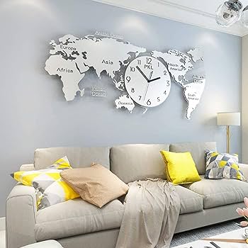 Amazon.co.jp: モダンなリビングルームの壁時計、マップリビング