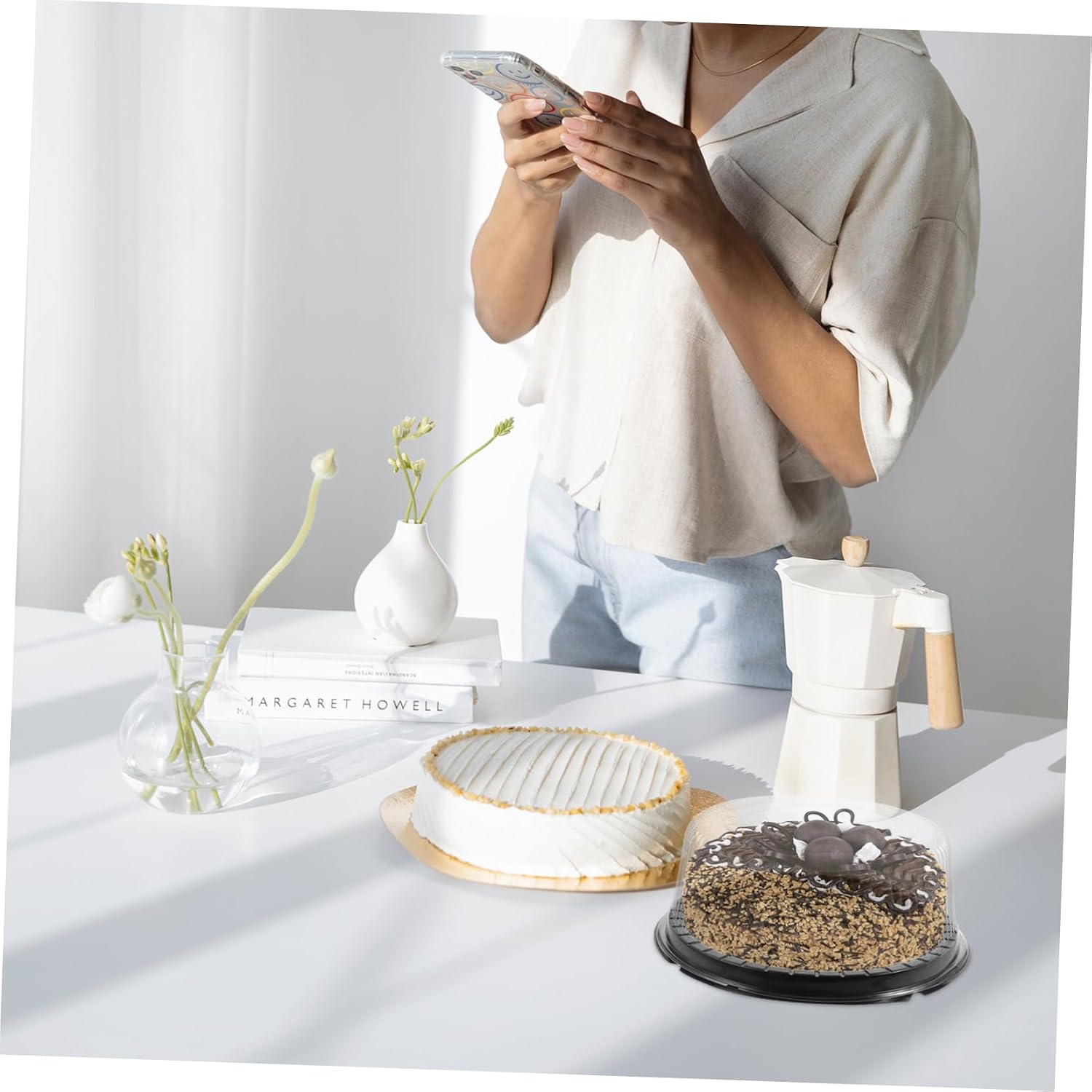 10pcs Cake Box Cake Carrier Boxes Bakery Carrier Bakery Boxes Storage Container Round Boards Containers with Lids Round Holder Box Plastic Cheese