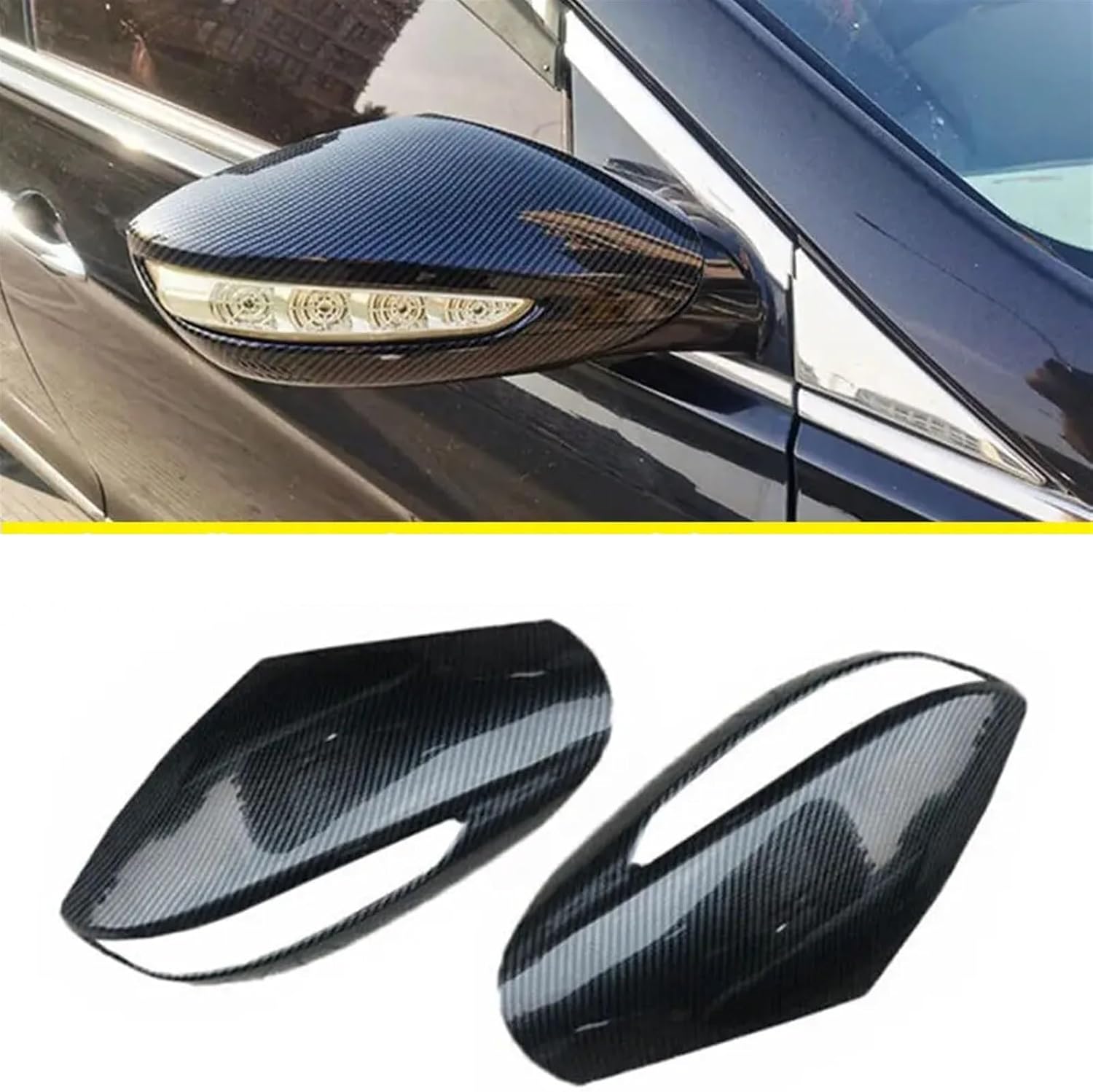 Compatible For Hyundai Sonata 2011-2014 Car Sticker Rearview Side Mirror Cover Sticker Wing Cap Exterior Door Rear View Case Trim Shell (Color : Silver)