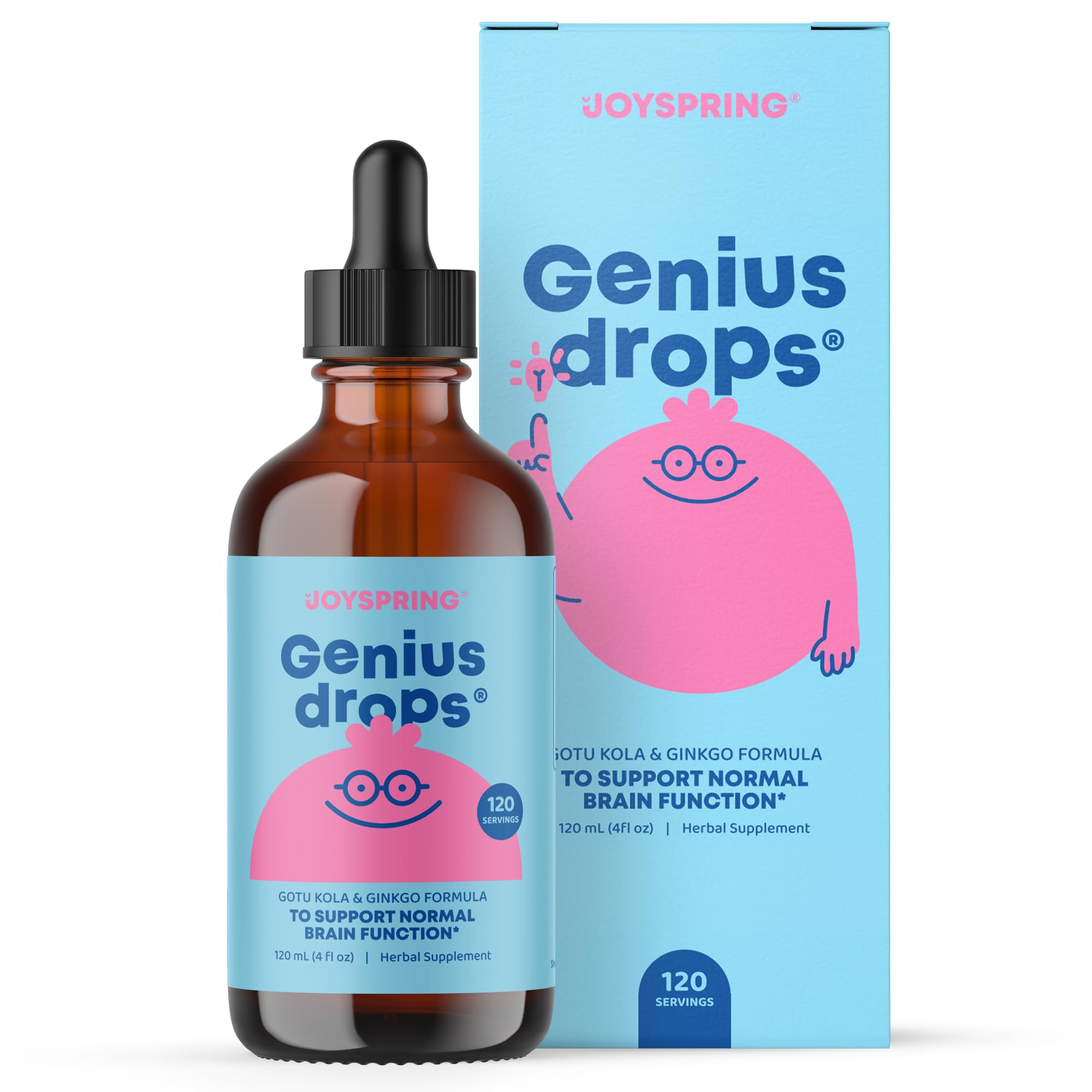 Genius Drops - Organic Focus Drops for Kids | Clinically Proven Focus Supplement Helps Kids Perform Better in School | Liquid Herbal Supplement with Ginkgo Biloba | 120 Servings